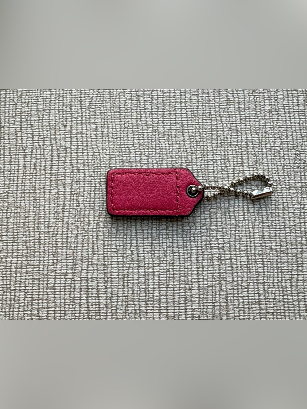 COACH 1.25" Mini Small Hot Pink Leather Silver Foil Hang Tag Hangtag Bag Charm - Picture 2 of 4